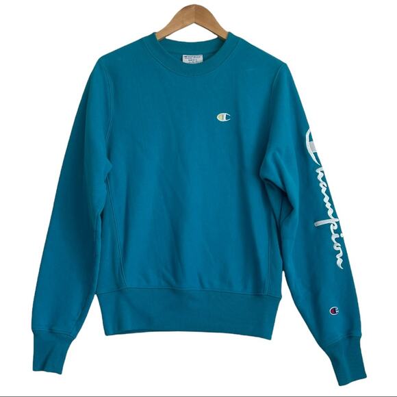 Champion Reverse Weave Teal Blue Crewneck Sweatshirt Size Small - Picture 1 of 7